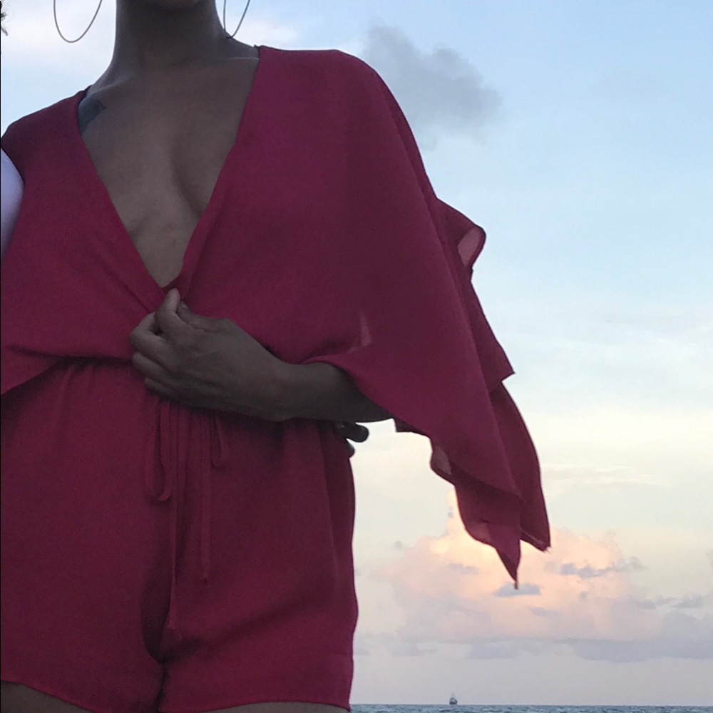 Hot Pink Romper with Cape